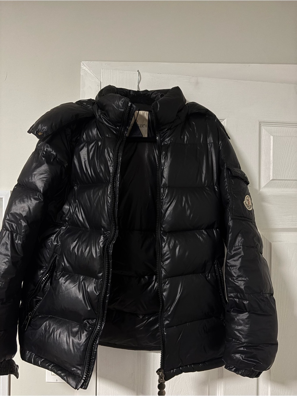 Moncler Black Gloss Quilted Down Puffer Jacket